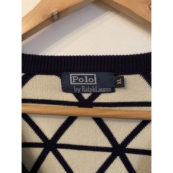 Polo Ralph Lauren Geometric Cardigan Sweater Women's Small Youth XL Dual Layer - Picture 3 of 12